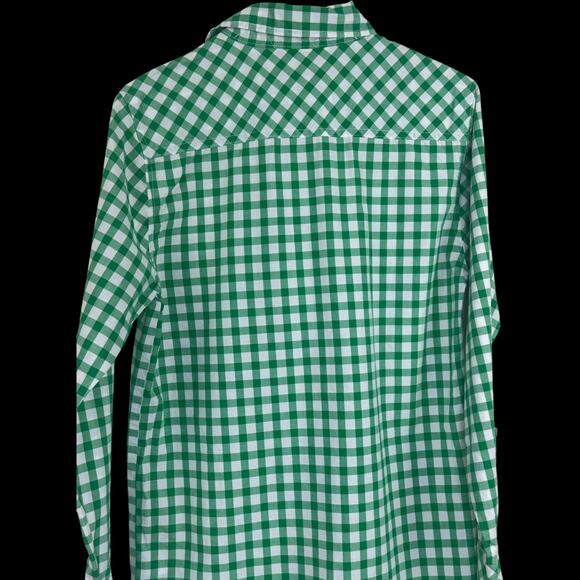 Eddie Bauer Kids XL Green White Gingham Plaid Long Sleeve Button Up Shirt Cotton - Picture 7 of 14